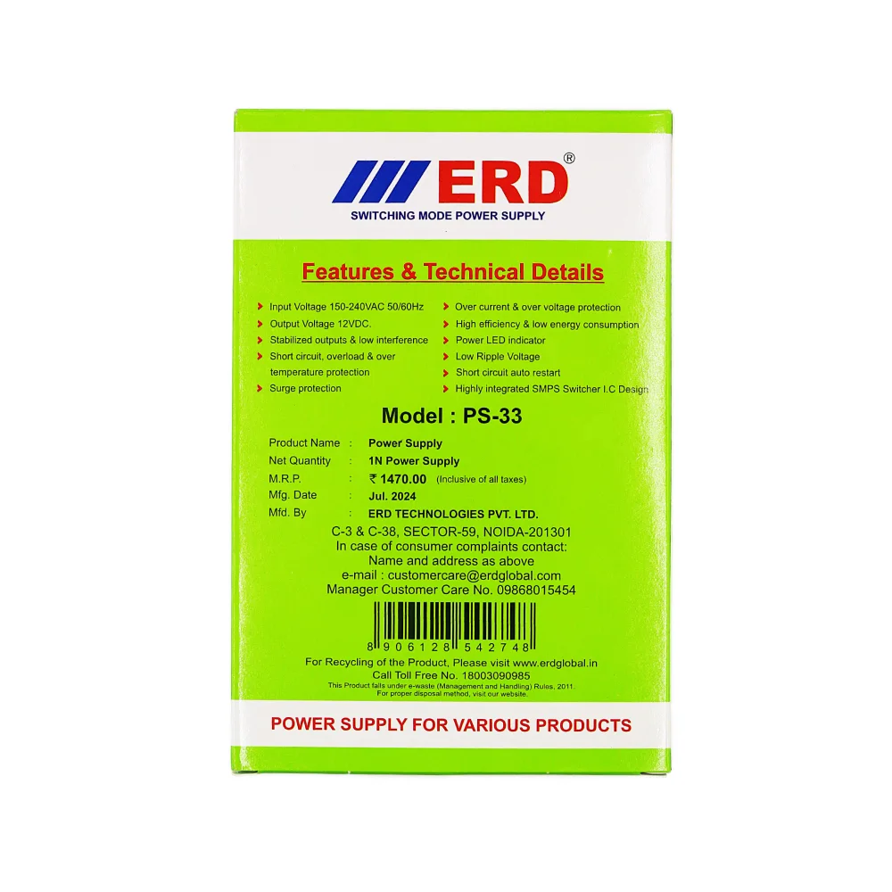 ERD CCTV Power Supply 12v/16a Slim For 16ch (PS33) view 5
